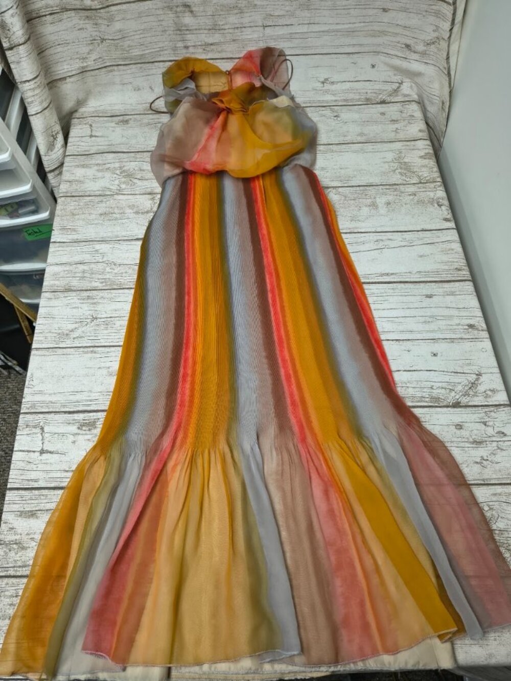 Vintage 70s Ritche of Canada Sunset Colors Sheath Dress